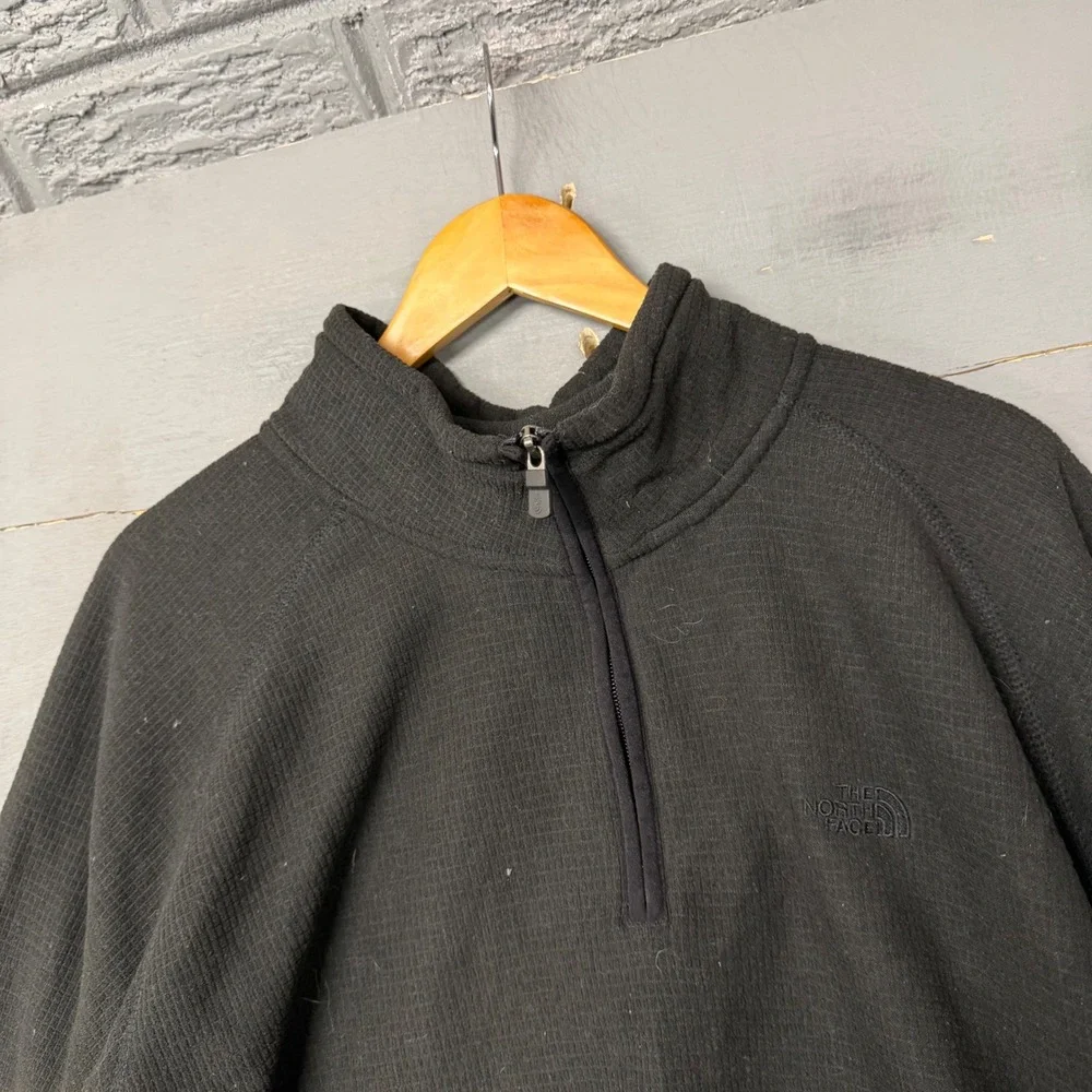 The North Face Mens Black Grid Fleece‎ Quarter Zip Pullover XXL Mock Neck Logo